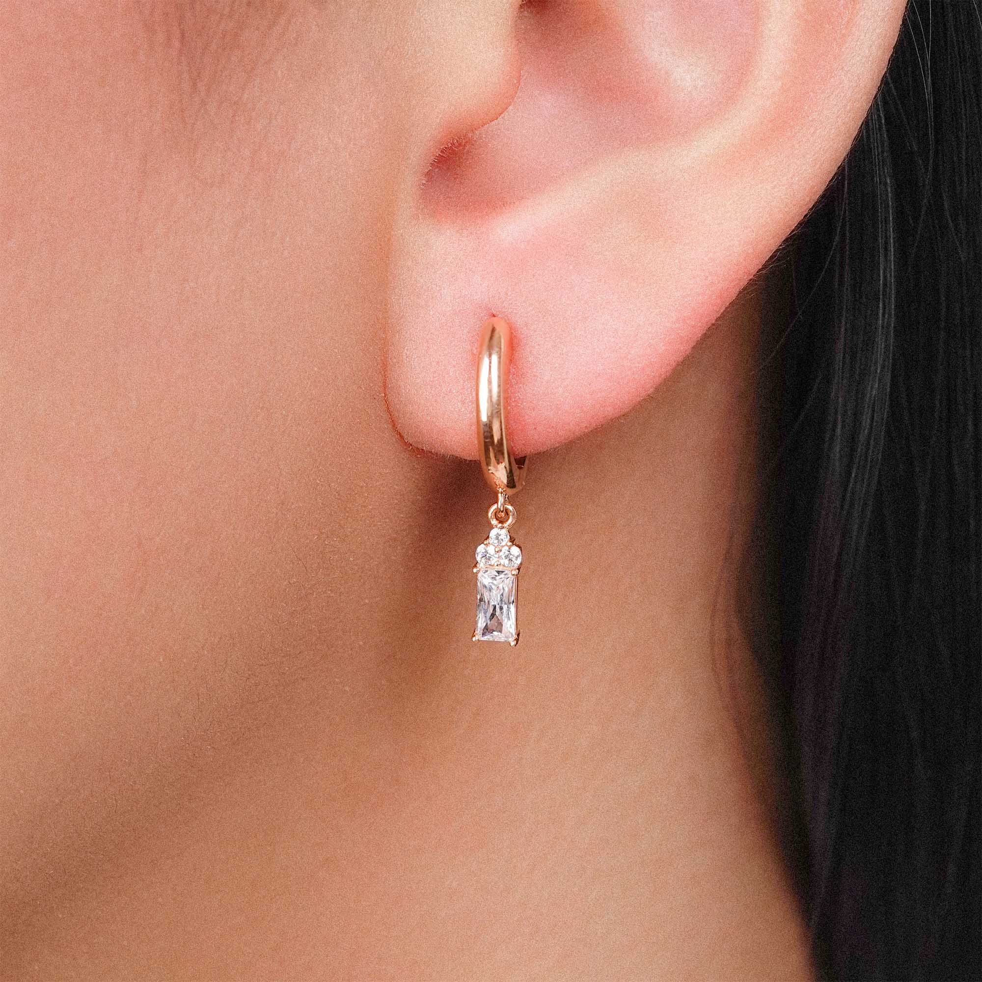 Anting Hoops Emas 7k - Nora Gold Hoops Earring - Quadra Collection - Juene Jewelry