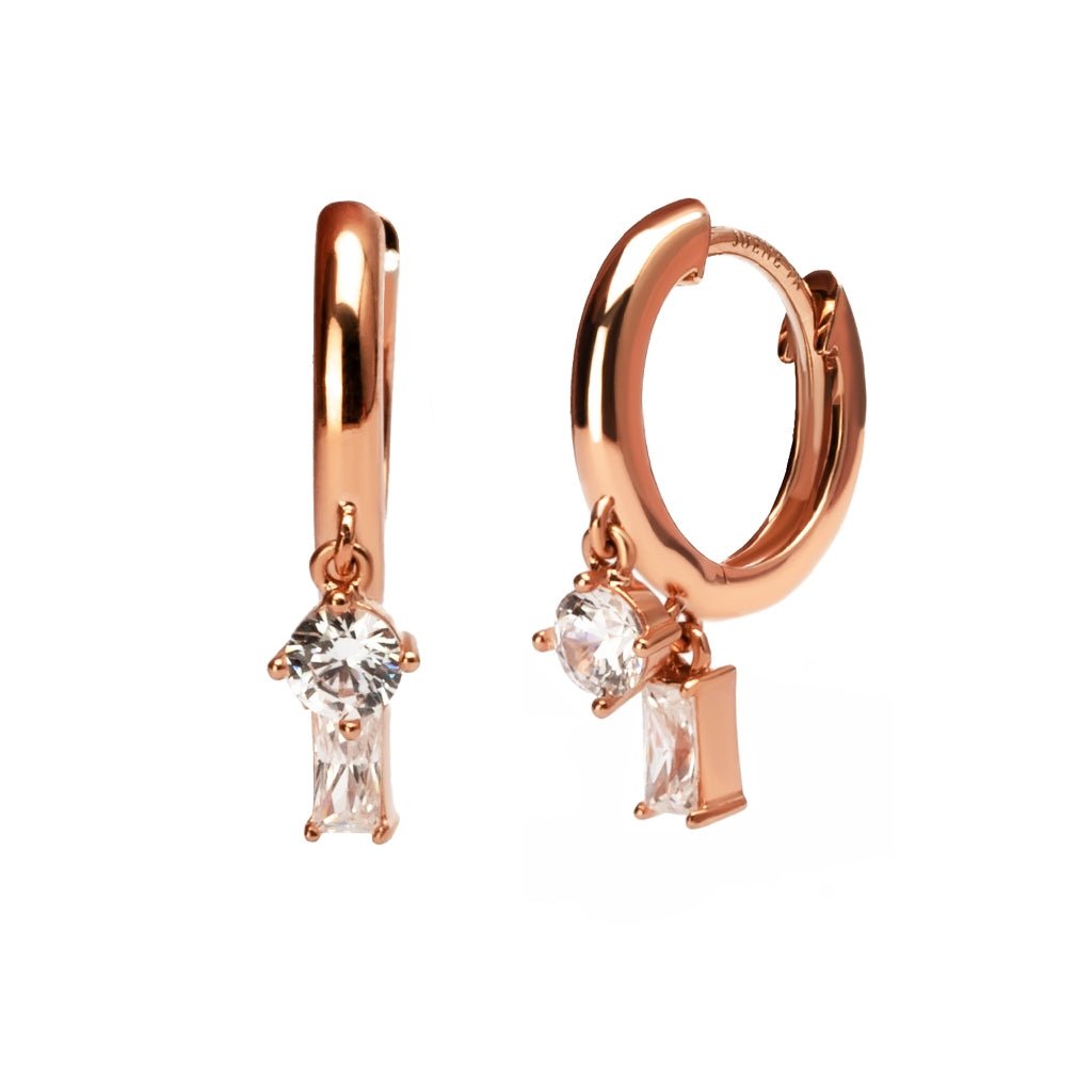 Anting Hoops Emas 7k -  Duora Gold Hoops Earring - Quadra Collection - Juene Jewelry