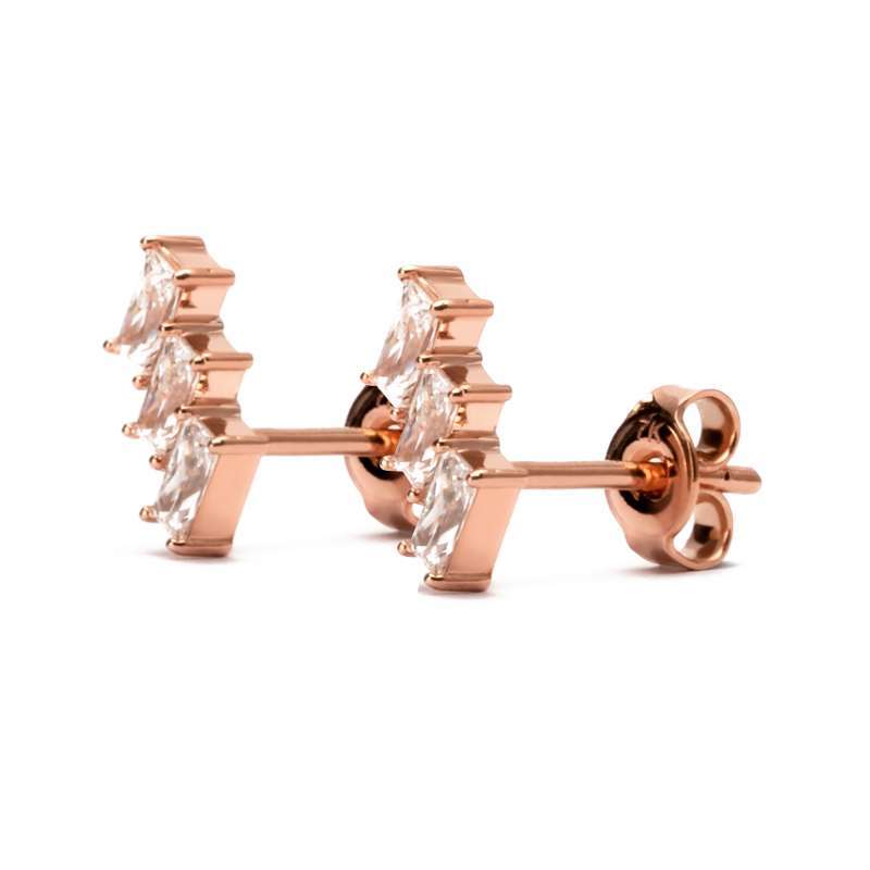 Anting Tusuk Emas 7k - Gina Gold Stud Earring - Quadra Collection - Juene Jewelry
