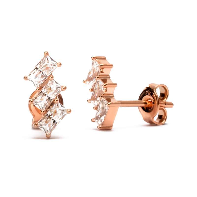 Anting Tusuk Emas 7k - Gina Gold Stud Earring - Quadra Collection - Juene Jewelry