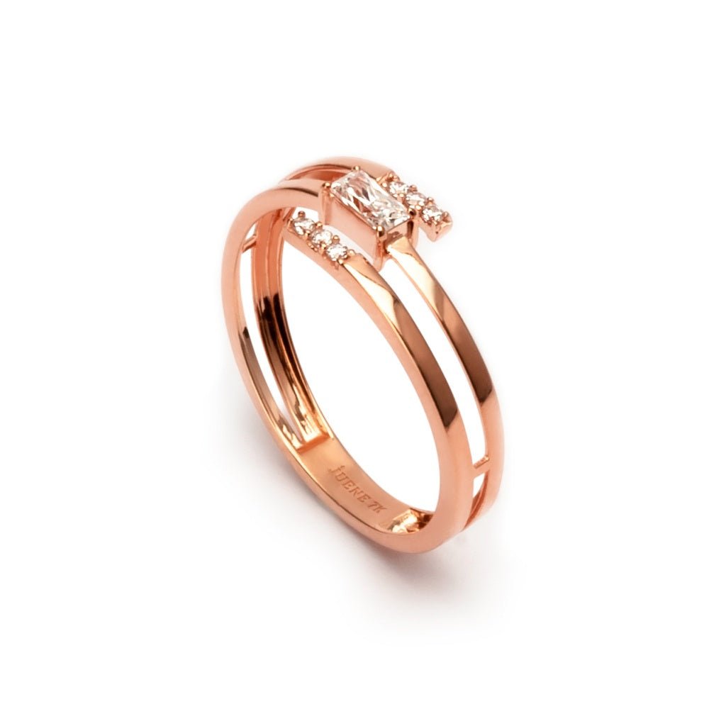 Cincin Emas 7k - Tria Gold Ring - Quadra Collection - Juene Jewelry - Juene