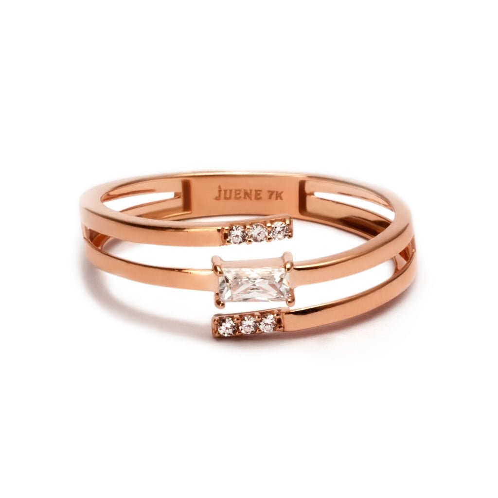 Cincin Emas 7k - Tria Gold Ring - Quadra Collection - Juene Jewelry - Juene