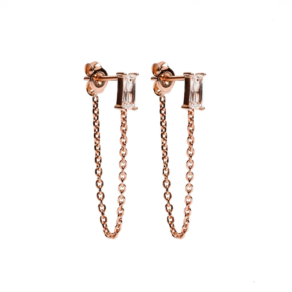 Anting Tusuk Gantung Emas 7k - Vina Gold Earring - Quadra Collection - Juene Jewelry