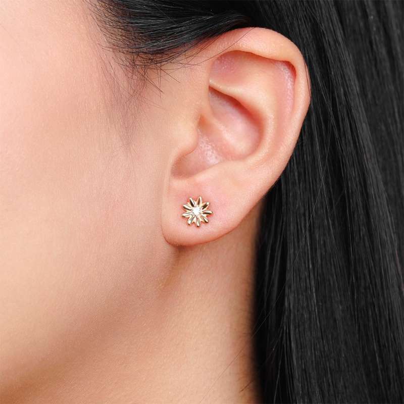 Anting Tusuk Emas 7k - Floria Gold Stud Earring - Garden Collection - Juene Jewelry